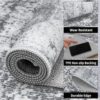Ciicool Modern Abstract Area Rug 2x3 Washable Small Entryway Rugs, Non-Slip Low Pile Throw Rug Mat, Foldable Thin Kitchen Bathroom Rug, Grey Floor Carpet for Entrance Living Room Indoor Doormat