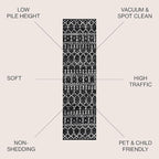 JONATHAN Y Boho Vintage Diamond Black/Ivory Runner Rug 2X14 ft, Moroccan Hype for Living Room, Bedroom, Kitchen, Office, Easy-Cleaning, High Traffic, Pet-Friendly, Non-Shedding (MOH101D-214)