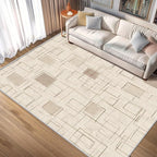 Geometric Rug, Washable 4x5 Rug for Living Room, Modern Abstract Patterned Indoor Carpet, Geometric Decor for Home, Bedroom, Soft Non Slip Thin Design FER55