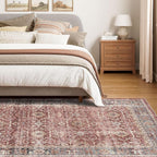 Dripex Vintage 5x7 Area Rugs - Large Washable Area Rug for Living Room Bedroom Oriental Medallion Floral Print Floor Carpet Low-Pile Indoor Soft Non-Slip Accent Rug Farmhouse Home Office Decor