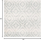 SAFAVIEH Adirondack Collection Area Rug - 6' Square, Ivory & Light Blue, Modern Diamond Distressed Design, Non-Shedding & Easy Care, Ideal for High Traffic Areas in Living Room, Bedroom (ADR131T)