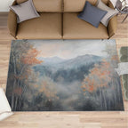 2x4 Autumn Forest Runner Rug for Hallway - Mountain Scenery Kitchen Mat, Oriental Charm Kitchen Runner Rug Soft Non Slip Anti Fatigue for Laundry Room Indoor Hallways