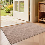 LUMI Indoor Door Mat, Absorbent Non-Slip Thin Doormat, Washable Door Mats, Woven Pattern Inside Floor Mat, Ideal for Entryway, Front Door, Home Decor, 24"x36", Woven Taupe
