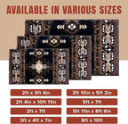 YHSF South West Native American Area Rug C318 - Easy Clean, Thick, Soft, Durable Native Tribal American Indian Inspired Rug for Bedroom/Living Room and More - Black, 2 Feet x 7 Feet