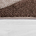 Paco Home Modern Area Rug Bordered with Geometric Pattern in Brown Beige with Contour Cut, Size: 6'7" x 9'6"