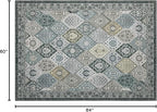 Phantoscope Washable Area Rug 5'x7' Non-Slip, Vintage Boho Rugs for Living Room, Bedroom, Dining Room, Distressed Moroccan Mosaic Diamond Pattern, Low-Pile Foldable Floor Carpet, Grey Charcoal