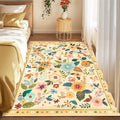 Floral 4x6 Area Rug Machine Washable Soft Print Boho Carpet Non Slip Doormat Low Pile Flower Area Rugs for Living Room Bedroom Nursery Kitchen Dining Room Indoor-Ivory/Yellow