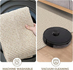KOZYFLY Rugs for Entryway 3x5 ft Washable Area Rug Non Slip Rubber Backed Entry Rug Woven Indoor Door Mat Cotton Kitchen Rugs Floor Carpet for Entryway, Foyer, Backdoor, Ivory/Khaki