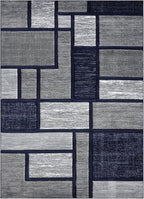 Navy Blue Geometric 5x7 Area Rug – Modern Patterned Carpet for Living Room, Bedroom, or Office – Soft Durable Floor Rug – Contemporary Stylish Design