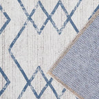 jinchan Hallway Runner Rug 3x10 - Moroccan Kitchen Machine Washable Runner Rug Modern Geometric Soft Faux Wool Ultra-Thin Low-Pile Non-Slip Carpet for Laundry Room Bedroom Farmhouse (3x10ft, Blue)