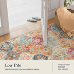 Lahome Moroccan Trellis Hallway Rug, 2x5 Washable Runner Rug Non Slip Kitchen Runners for Hallways, Ultra-Thin Vintage Carpet for Bedroom Bathroom Entryway, Cream/Multi