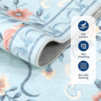 GarveeHome 3x5 Small Area Rug for Bedroom Floral Washable Rugs Non Slip Stain Resistant Living Room Throw Carpet Low Pile Dining Room Blue Area Rug Butterfly Bow Rugs for Nursery Home Decor, 3x5