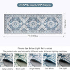 Moynesa Blue Vintage Floral Medallion Runner Rug, 2'6" x 8', Machine Washable, Non-Slip, Pet Friendly, High-Traffic Areas