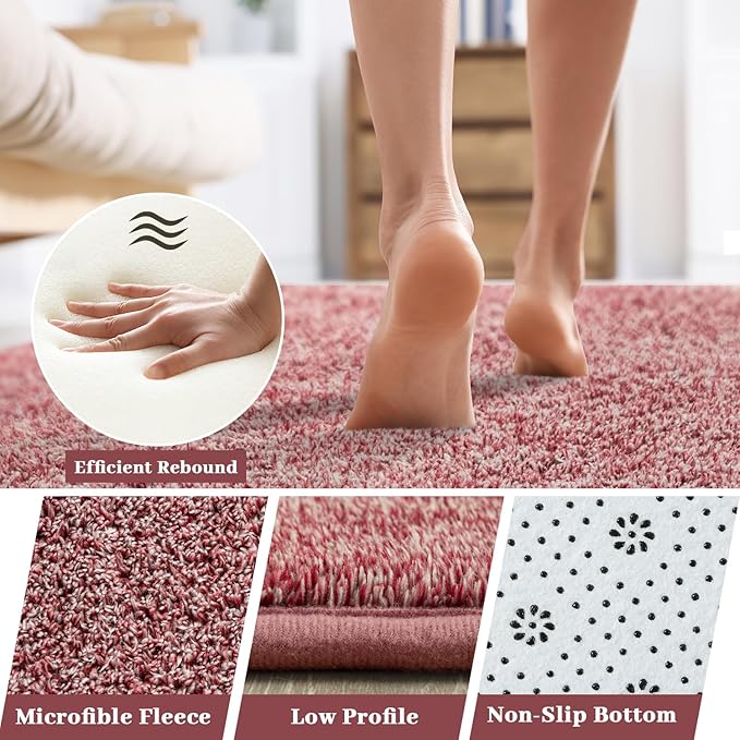 HQAYW 7x10 Large Area Rugs for Living Room Bedroom, Modern Thickened Memory Foam Soft Rug, Low Pile Minimalist Washable Non Slip Carpets for Kids Girls Boys Nursery Dorm Home Decor, Dark Red