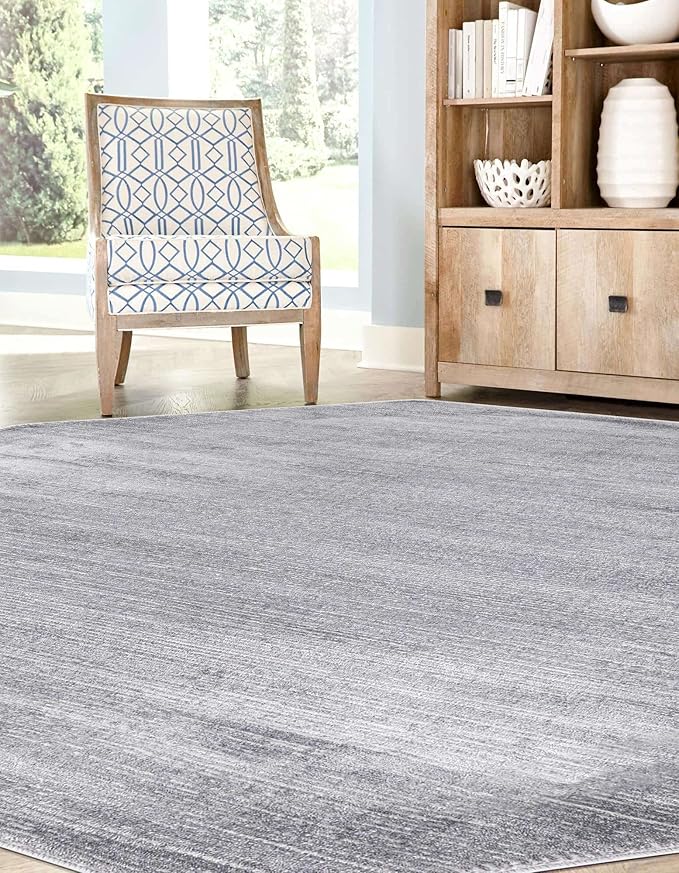 Unique Loom Finsbury Collection Area Rug - Kate (5' 3" Octagon, Gray/ Ivory)