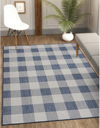 CAMILSON Outdoor Rug - Modern Area Rugs for Indoor and Outdoor Patios, Kitchen and Hallway mats - Easy Cleaning Non Shedding Washable Outside Carpet (6x9, Buffalo - Blue/White)