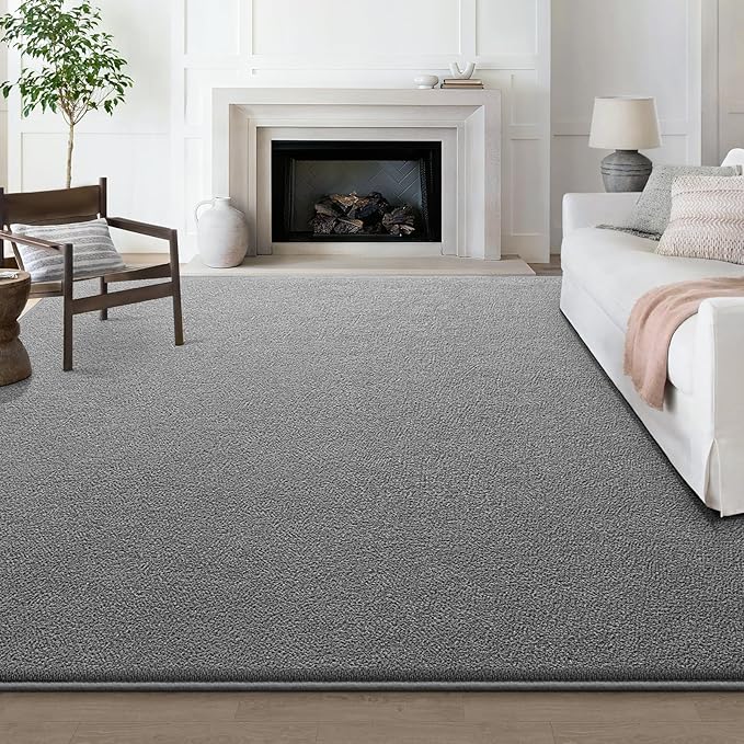Large Modern Area Rugs for Living Room Bedroom, 7x10 Feet Grey Ultra Soft Solid Thickened Memory Foam Indoor Minimalist Carpets, Non-Slip Comfy Rugs for Boys Girls Nursery Kids Room Home Décor