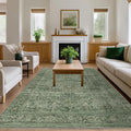 Fmfunctex 8x10 Washable Area Rug Green Vintage Neutral Distressed Oriental Large Non Slip Retro Carpet for Living Room Bedroom Soft Low Pile Indoor Mat Throw Rug for Dining Room Kitchen Office Nursery