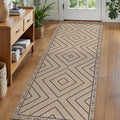 Tangsoo Easy Jute Rug 2.6x8 Washable Runner Rug for Hallways,Neutral Geometric Ultra Thin Indoor Carpet Runner Farmhouse Long Rnner Mat for Kitchen Entryway Laundry