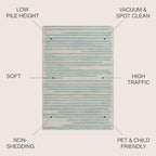 JONATHAN Y Khalil Modern Berber Stripe Cream/Turquoise Indoor Area Rug, 3x5, Contemporary, Bohemian, Easy-Cleaning for Living Room, Bedroom, Kitchen, Pet Friendly, Non-Shedding (MOH207B-3)