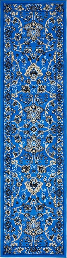 Unique Loom Sialk Hill Collection Area Rug - Washington (2' 2" x 8' 2" Runner Dark Blue/Black)