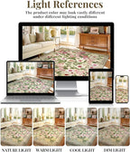 Floral Washable 5x7 Area Rugs - Living Room Rug Non Slip Low Pile Stain Resistant Carpets Indoor Vintage Flower Print Rug for Bedroom Dining Room Kitchen Home Office, Brown