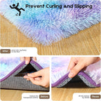 2x3 Rugs for Bedroom, Fluffy Small Area Rugs for Living Room, Soft Shag Fuzzy Carpet with 4 Non-Slip Stickers for Kids Boys and Girls Nursery Dorm Room Home Decor (Rainbow, 2ft x 3ft)