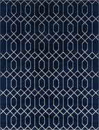Unique Loom Marilyn Monroe Glam Collection Area Rug - Trellis (10'x 13' Rectangle, Navy Blue Silver/ Silver)