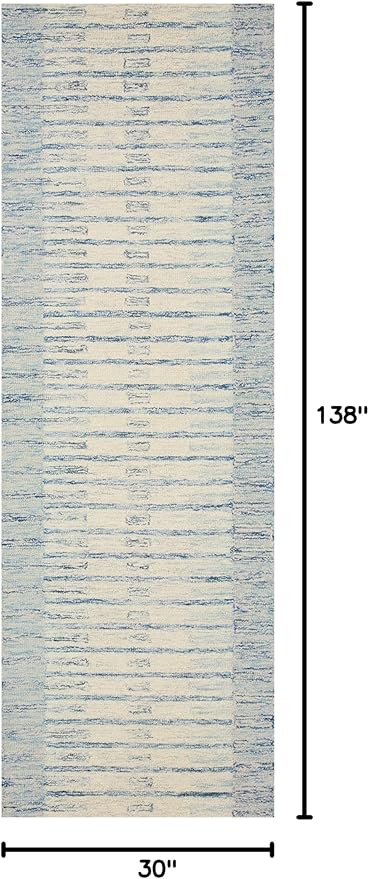Loloi Chris Loves Julia Chris Collection CHR-01 Ivory/Denim 2'-6'' x 11'-6'', .50" Pile Height, Runner Rug