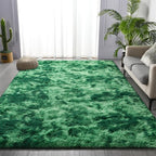 Large Shag Area Rugs 6 x 9, Plush Fuzzy Rugs for Living Room, Ultra Soft Fluffy Furry Rug for Bedroom, Indoor Carpet Nursery Rugs for Kids Room Home Decor, Tie-Dyed Emerald Green