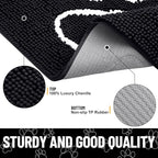 Smiry Dog Door Mat for Muddy Paws, Absorbent Dirt Trapper Non Slip Quick Dry Washable Chenille Mat for Mud Dogs, Entry Rug for Indoor and Outdoor (59x35 Inches, Black and White)