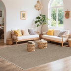LBRO2M Easy Jute Solid Area Rug 4X4 Round Washable Rugs for Living Room Dining Room Bedroom Natural Jute Look Indoor Outdoor Rug Durable, Solid Non Shedding Eco Friendly (4X6 Natural)