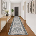 KOZYFLY Runners for Hallways 3x16 Ft Extra Long Washable Faux Wool Thin Hallway Rug Printed Carpet for Entryway Bedroom Staircase Kitchen Laundry Room Floor Decor, Black/Taupe/Beige