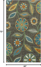 Maples Rugs Reggie Floral Area Rug - Made in USA - Washable, Non Slip, Pet-Friendly Mats for Living Room, Bedroom, and Office, 3'4" x 6', Dark Grey