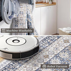 zesthome Washable Runner Rug 2.5x10 - Stain Resistant Entryway Rug,Ultra-Thin Kitchen Rugs, Anti Slip Backing Runner Rugs for Entrance Laundry Room Indoor Hallway (Blue/Beige,2.5'x10')