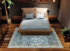 Bloom Rugs Washable Non-Slip 6' x 9' Rug - Blue/Beige Traditional Area Rug for Living Room, Bedroom, Dining Room, and Kitchen - Exact Size: 6' x 9'