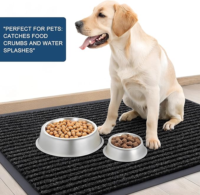 OLANLY Front Door Mat Indoor Outdoor Entrance, Waterproof Heavy Duty Doormat, Fade Resistant, Low Profile, Easy Clean Patio Porch Welcome Floor Mats for Entry, 47x30, Off-Black