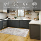 Easy-Going Boho Area Rug 3x5 Entryway Rug Washable Inside Door Mats for Home Entrance Non-Slip Vintage Distressed Small Rugs for Entry Living Room Kitchen Bathroom Lightweight Carpet, Grey Brick