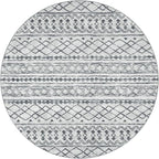 KUTA Washable Circle Rug 3Ft Grey Moroccan Washable Round Area Rugs Boho Foyer Kitchen Carpet, Non-Slip Soft Distressed Geometric Entryway Mat Low-Pile Throw for Hallway Bedroom Nursery Dorm
