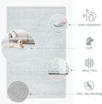 9x12 Area Rug Living Room: Washable Boho Geometric Moroccan Rug Neutral Modern Farmhouse Indoor Soft Non Slip Ultra Thin Large Printed Pattern Carpet for Bedroom Home Office (Grey, 9'x12')
