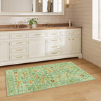 DUKINO 2x4 Rug for Hallway, Washable Kitchen Runner Rug with Non Slip Backing, Soft Low Pile Vintage Animal Runner for Bedroom, Kitchen, Hallway, Entryway, Laundry, Light Green