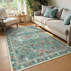 Lahome Insect Washable Small Area Rug, 3x5 Area Rug for Bedroom Living Room, Non-Slip Soft Accent Throw Carpet for Kitchen Office Entryway Bathroom Office, Green