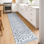 KILOCOCO Hallway Runner Rug 2'x8' Runners for Hallways Washable Runner Rug Non Slip Laundry Room Rugs Low-Pile Runners for Bedroom Kitchen Living Room Boho Rugs, Grey White