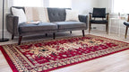 Unique Loom Taftan Collection Border Geometric Tribal Inspired Design Area Rug (6' 0 x 9' 0 Rectangular, Red/ Gold)