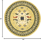 Unique Loom Taftan Collection Border Geometric Tribal Inspired Design Area Rug (8' 0 x 8' 0 Round, Gold/ Gray)