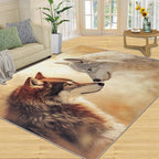 Wolf Rugs for Bedroom - 6x8 Area Rug - 3D Wolf Rugs for Living Room, Misty Forest Rug, Non-Slip Washable Home Decor Carpet