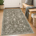KILOCOCO Area Rug 3x5 Entryway Rug Washable Printed Vintage Floral Rubber Backed Non Slip Indoor Kitchen Rugs for Living Room Laundry Room Playroom Mudroom Moroccan Area Rugs, Taupe/Green