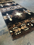 YHSF South West Native American Area Rug C318 - Easy Clean, Thick, Soft, Durable Native Tribal American Indian Inspired Rug for Bedroom/Living Room and more -Black, 2 Feet 4 Inches x 10 Feet 11 Inches