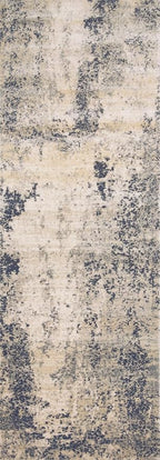Loloi Teagan Collection TEA-07 Natural/Denim 3'-4" x 5'-7" Accent Rug, Large, Soft Neutral Rug, High-Traffic for Living Room, Bedroom, Home Office, Dining Area