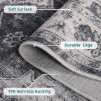 Dripex Vintage Washable Area Rug - 2x4 Indoor Door Mat Oriental Medallion Accent Throw Rug Distressed Foldable Non-Slip Low-Pile Bathroom Kitchen Rug for Entryway Laundry Room Living Room Bedroom